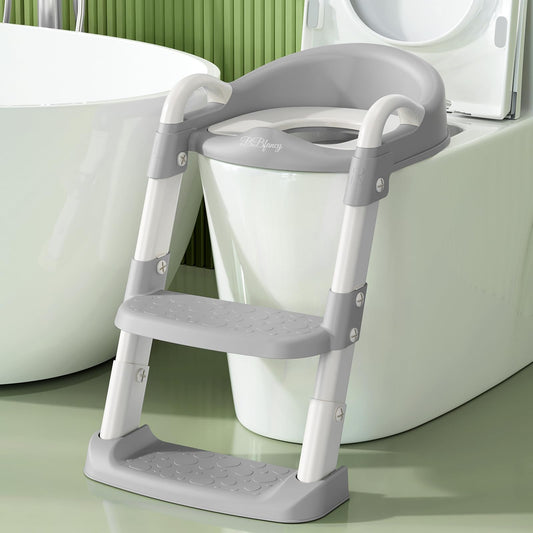 BBfancy Potty Chair, potty training toilet seat with step stool ladder for Kids and Toddler Boys Girls - Kids Potty Training Soft Padded Seat（Gray）