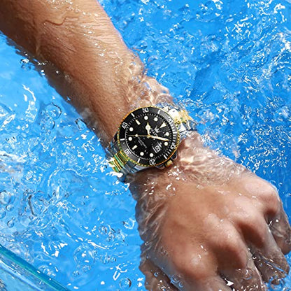 OLEVS Men Watches Quartz Watch Wrist Watch for Men Stainless Steel with Date Classic Bussiness Big Face Waterproof Luminous Green/Black/Blue