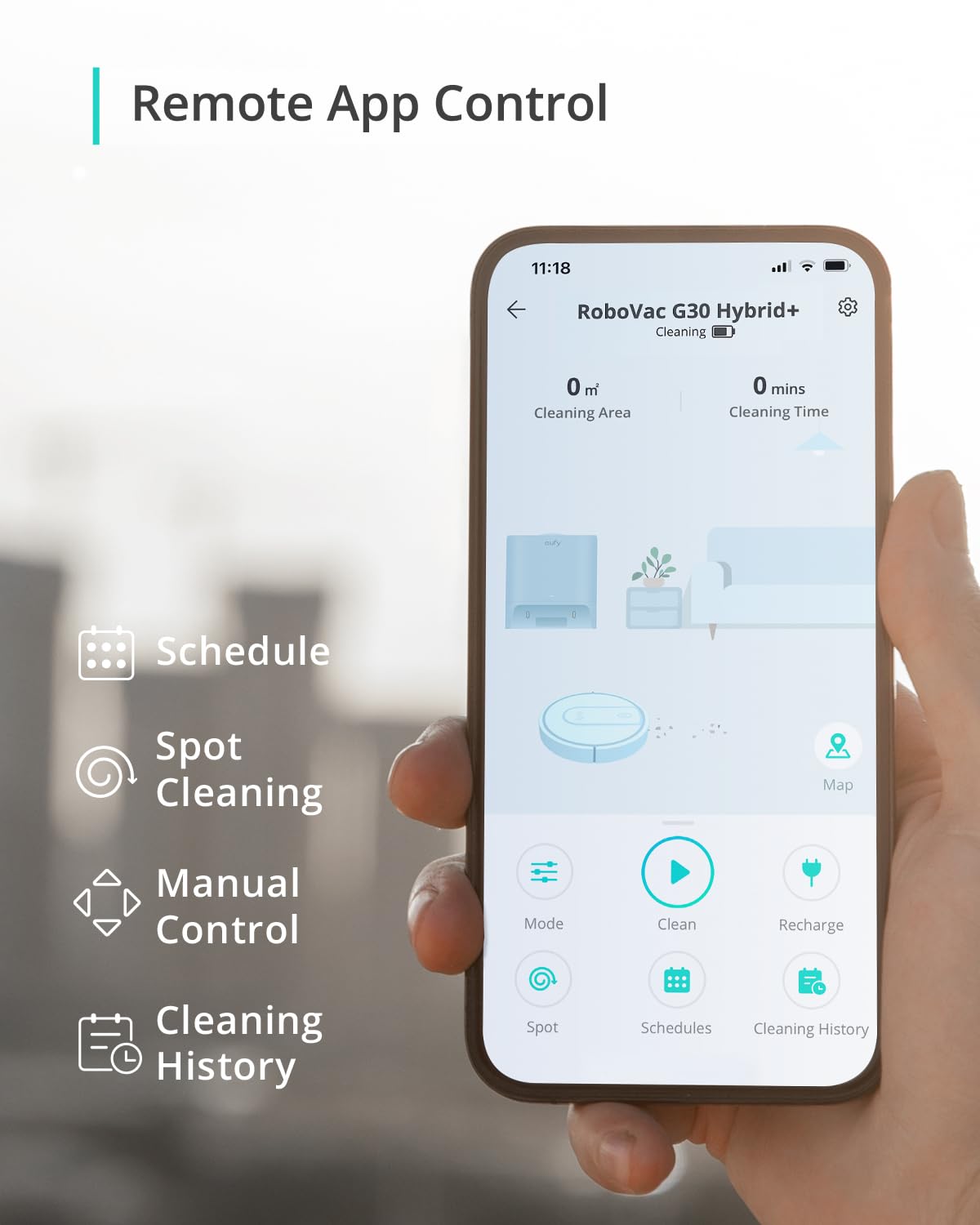 eufy RoboVac G30 Hybrid SES, 2-in-1 Sweep and mop, Self-Emptying Robot Vacuum, Dynamic Navigation, Allergy Care, 2000 Pa Strong Suction, Wi-Fi, Carpets and Hard Floors