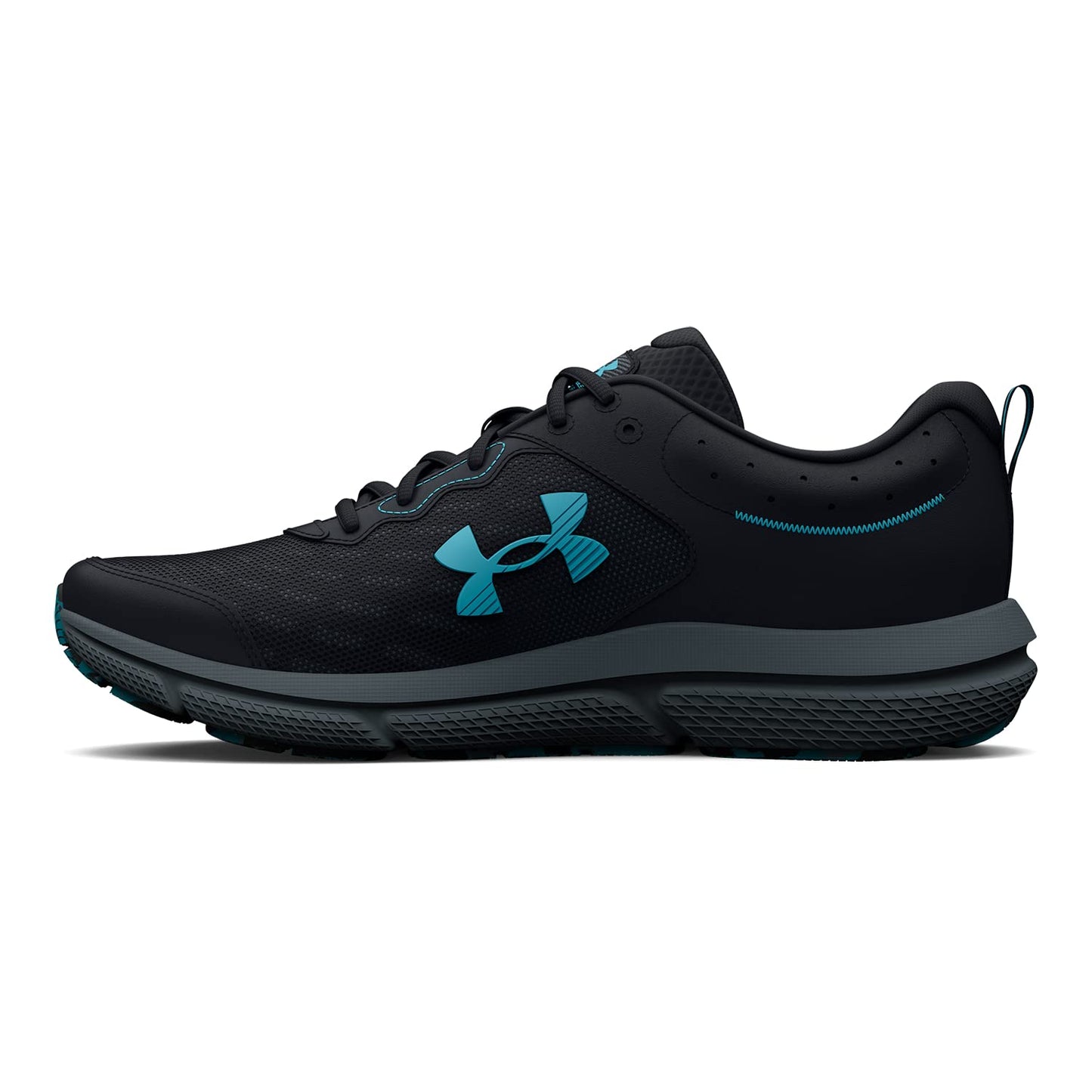 Under Armour Men's Charged Assert 10 Running Shoe, (003) Black/Black/Blue Surf, 10.5
