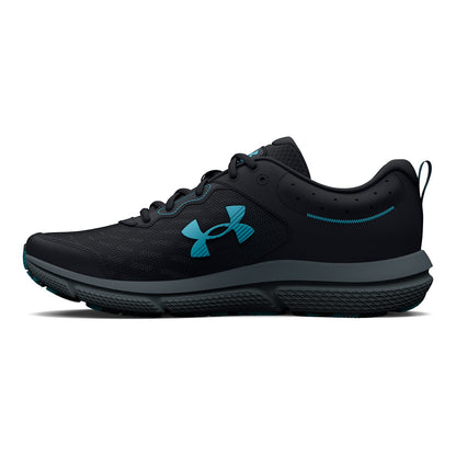 Under Armour Men's Charged Assert 10 Running Shoe, (003) Black/Black/Blue Surf, 10.5