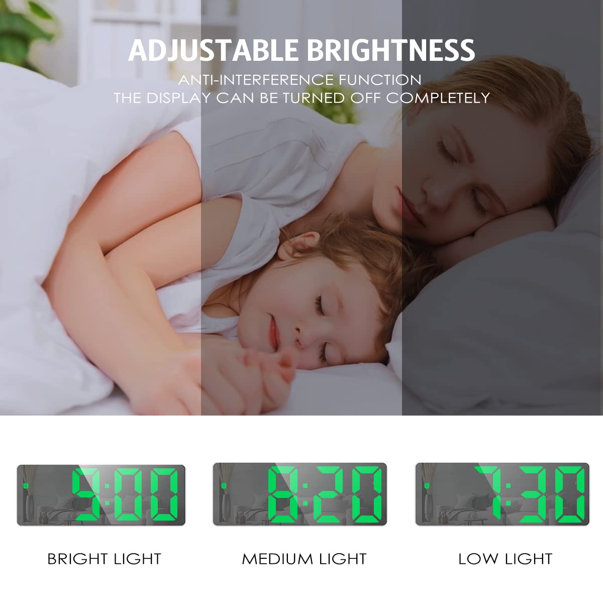 Olipiter Digital Clock for Heavy Sleepers, Alarm Clocks for Bedrooms, LED Digital Clock Large Display, USB/Battery Desktop Clock with Temperature, Adjustable Brightness, Voice Control, 12/24H