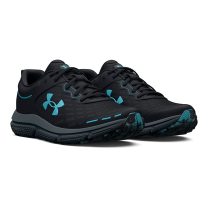Under Armour Men's Charged Assert 10 Running Shoe, (003) Black/Black/Blue Surf, 10.5