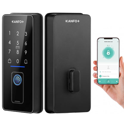 KANFOX Keyless Entry Door Lock, Smart Lock for Front Door with Doorbell, Fingerprint Door Lock with APP Control, Keypad Deadbolt, Electronic Deadbolt Lock with Auto Lock for Home and Hotel (Black)