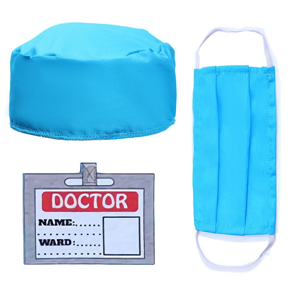 Wbesty Kids Doctor Costume 7pcs Play Kits with Costume and Accessories, Blue 7-9Y