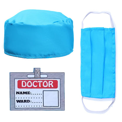 Wbesty Kids Doctor Costume 7pcs Play Kits with Costume and Accessories, Blue 7-9Y