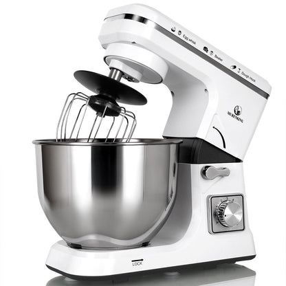 MURENKING Stand Mixer 5.3-Quart 500W,6+P Speed Tilt-Head Kitchen Electric Food Mixers Home Baking Dough Machine with Stainless Steel Bowl,Dough Hooks, Whisk, Beater, Pouring Shield (White)