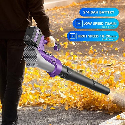 VANPORE Electric Leaf Blower Cordless：580 CFM 6-Gear Wind Speed Regulation with 4.0Ah Battery Powered，Electric Blower for Lawn Care, Yard, Grass, Patio, Blowing Leaves and Snow