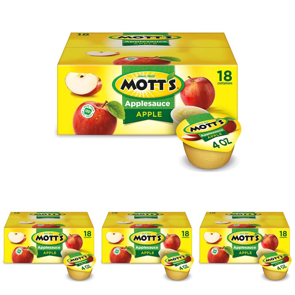Mott's Applesauce, 4 oz cups, 18 count (Pack of 4)