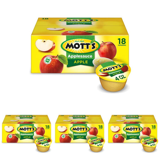 Mott's Applesauce, 4 oz cups, 18 count (Pack of 4)
