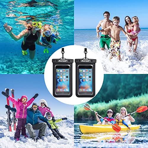 Hiearcool Universal Waterproof Case, Waterproof Phone Pouch Compatible for iPhone 14 13 12 11 Pro Max XS Plus Samsung Galaxy S22 Cellphone Up to 8.3", IPX8 Cellphone Dry Bag for Vacation-2 Pack