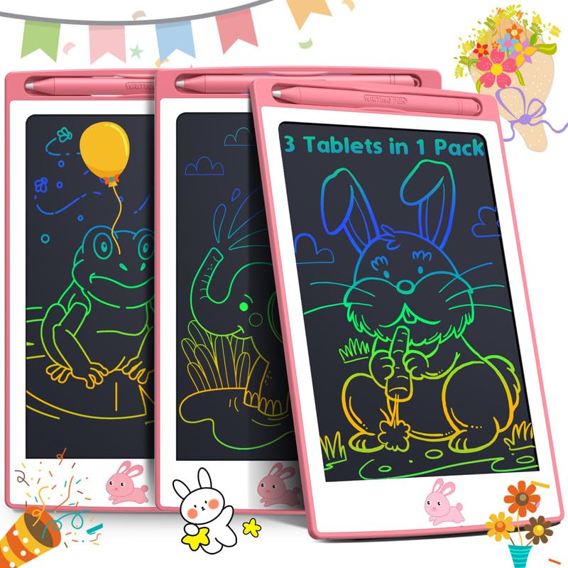BAVEEL 3 Pcs in 1 Pack LCD Writing Tablets for Kids, Toddler Toys Gifts for Age 2 3 4 5 6 Girls Boys Birthday Christmas. 8.5 Inch Doodle Pad Drawing Tablet for Class & Travel & Home. Pink/Pink/Pink