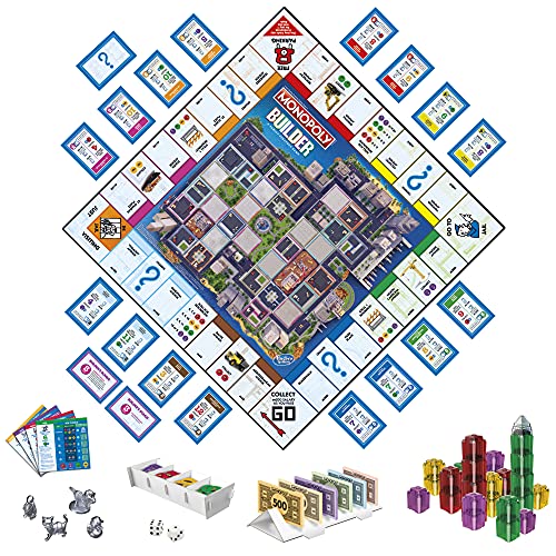 Monopoly Builder Board Game, Board Games for Kids and Adults, Strategy Games, Family Board Games, for Kids 8 and Up, 2-4 Players