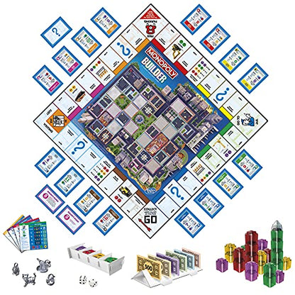 Monopoly Builder Board Game, Board Games for Kids and Adults, Strategy Games, Family Board Games, for Kids 8 and Up, 2-4 Players