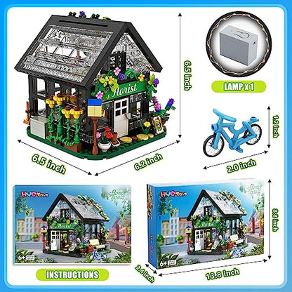 HYG Toys Flower House Building Set, with LED Lights Warmth Building Blocks Set Gift for Kids Children Boys Girls Age 6 to12 Educational Toys (625 Pcs)