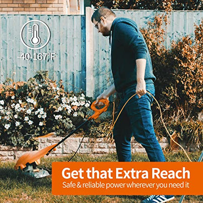 KTMC 50ft 16AWG Outdoor Extension Cord, Indoor/Outdoor 50-Foot SJTW 16/3 Gauge Extension Cable with Durable Weatherproof PVC Vinyl Jacket, 3-Prong Grounded Plug, ETL Certified 13A 1625W, Orange