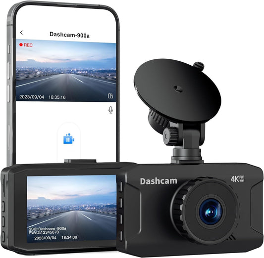 4K Dash Cam Front Built-in WiFi, WANLIPO Dash Camera for Cars with 3" IPS Screen, Car Camera with 64GB SD Card, 2160P Dashcam for Cars with App Control, G-Sensor, Loop Recording,24H Parking Monitor