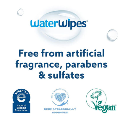 WaterWipes Plastic-Free Textured Clean, Toddler & Baby Wipes, 99.9% Water Based Wipes, Unscented & Hypoallergenic for Sensitive Skin, 540 Count (9 packs), Packaging May Vary