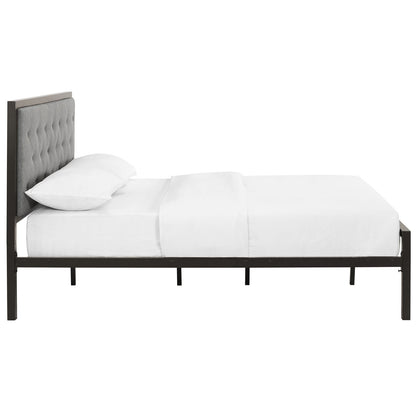UPDATE: DEAD! Modway Mia Upholstered Brown Beige Tufted Platform Bed with Metal Slat Support in Full