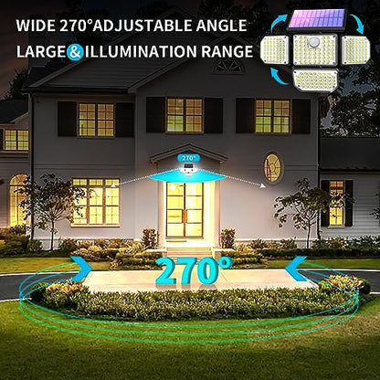 VORZU Solar Motion Lights Outdoor Flood Light 182 LEDs 3000 Lumens Solar Security Lights Motion Sensor with 3 Modes Dusk to Dawn Sensor Luminaires Waterproof or Garage Garden Yard Patio Porch 2 Pack
