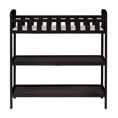 Dream On Me Emily Changing Table In Black, Comes With 1" Changing Pad, Features Two Shelves, Portable Changing Station, Made Of Sustainable New Zealand Pinewood