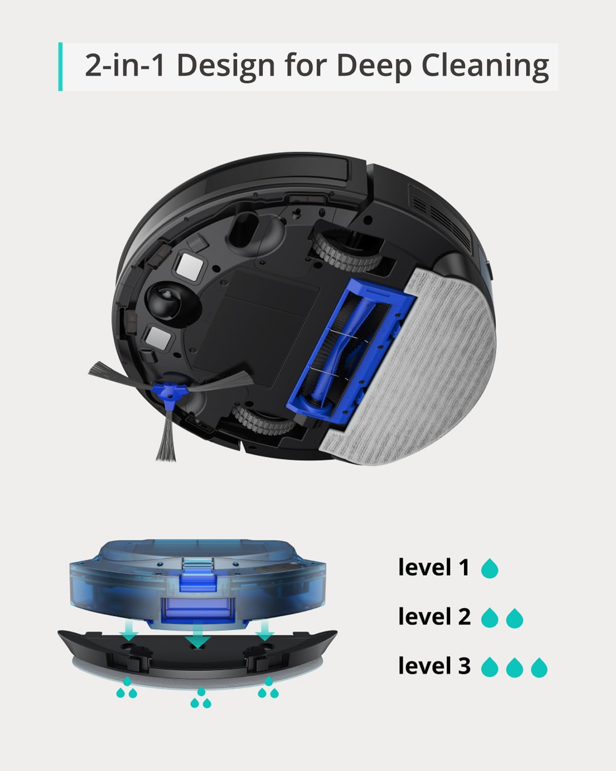 eufy RoboVac G30 Hybrid SES, 2-in-1 Sweep and mop, Self-Emptying Robot Vacuum, Dynamic Navigation, Allergy Care, 2000 Pa Strong Suction, Wi-Fi, Carpets and Hard Floors