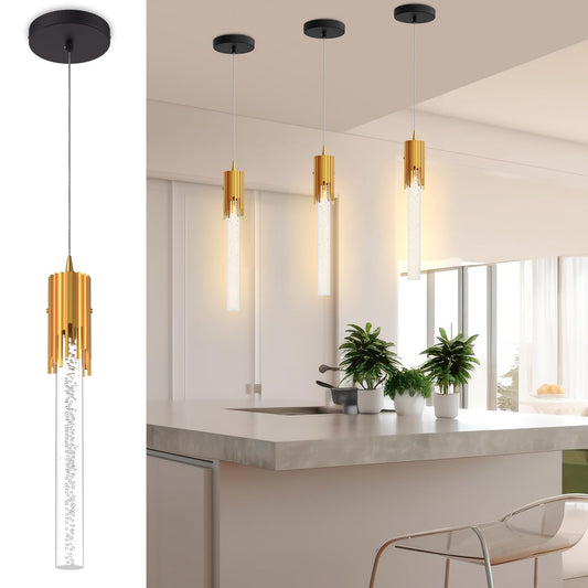 ADD 2 TO YOUR CART! Galental Modern Pendant Light, LED Bubble Kitchen Island Light Fixtures, Adjustable Dinning Room Pendant Lighting, 8W 4000K Gold Hanging Light for Kitchen Island Dinning Room Bedroom Hallway