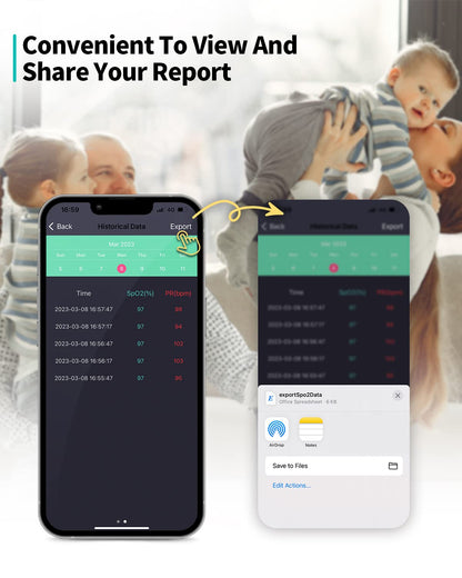 HealthTree Bluetooth Pulse Oximeter Fingertip, Blood Oxygen Saturation Monitor and Heart Rate Monitor with Free APP, for Apple and Android, 2 X AAA Batteries, Lanyard