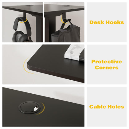 UPGRAVITY Height Adjustable Electric Standing Desk, 48 x 24 Inches Ergonomic Stand up Table, Sit Stand Home Office Desk with Splice Board, Black Frame/Black Top (Black, 48 inches)
