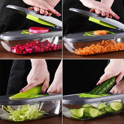 Vegetable Chopper,Mandoline Slicer Pro 12 in 1 Food Choppers with Multi Blade Onion Chopper for Potato Tomato Cucumber Carrot
