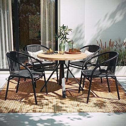 Flash Furniture Lila 4 Pack Gray Rattan Indoor-Outdoor Restaurant Stack Chair | Versatile and Stylish Seating