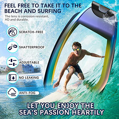 Swimming Goggles，Swimming Goggles Connected to Earplugs +Nose Clips+Elastic Swimming Caps, Swimming Goggles No Leaking Full Protection Adult Men Women Youth (yellow&blue)