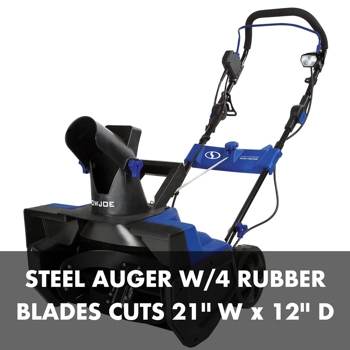 Snow Joe SJ625E Electric Walk-Behind Single Stage Snow Blower, 21-Inch Clearing Width, 15-Amp Motor, Directional Chute Control, LED Light, Blue