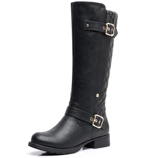 GLOBALWIN Women's 19YY01 Black Quilted Knee-High Fashion Boots 7.5M