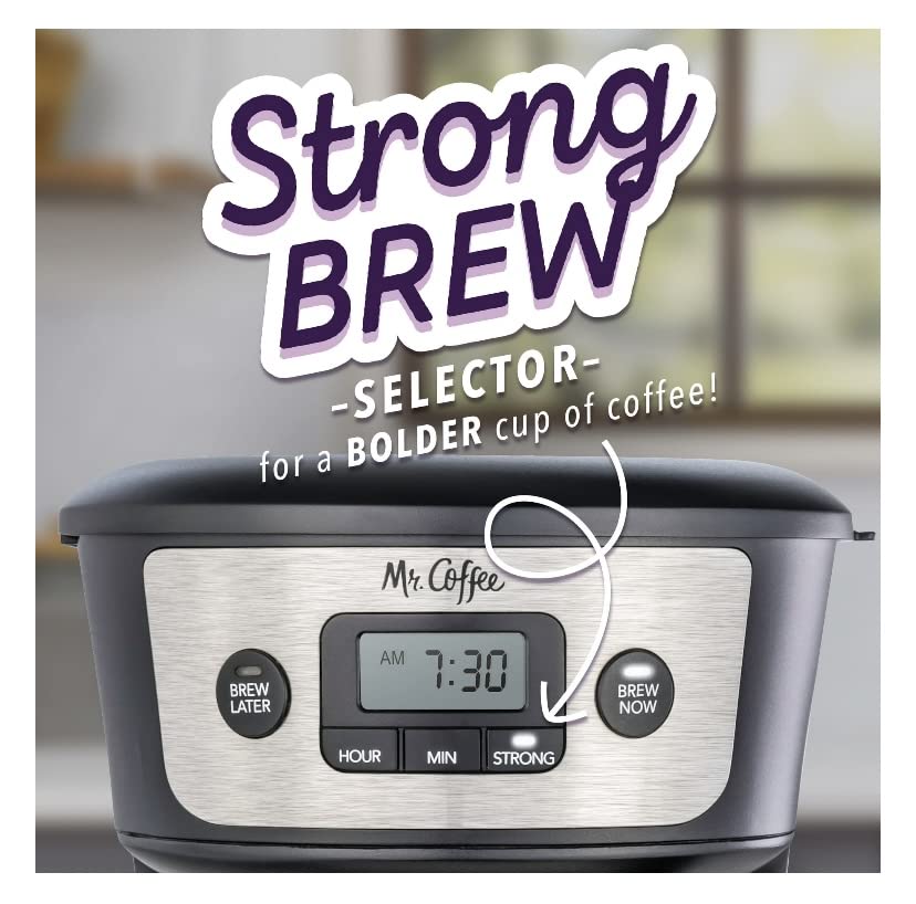 Mr. Coffee 12 cup strong brew programable coffee maker, black and silver