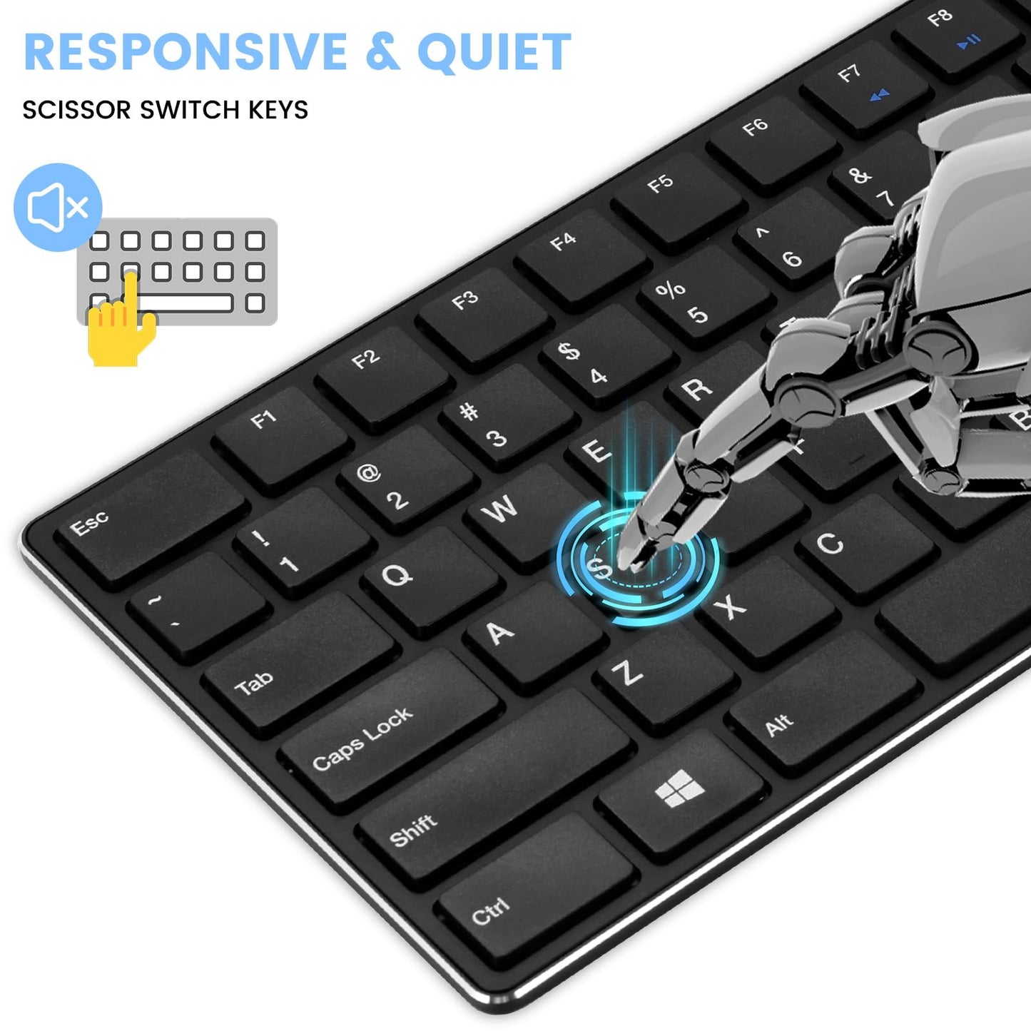 UPDATE: DEAD!!! TIETI Wireless Keyboard and Mouse Combo, KM01R 2.4G Wireless Rechargeable Keyboard, 4 DPI Adjustable Cordless USB Keyboard and Mouse Set for Computer,Laptop,Windows,Mac (Black)