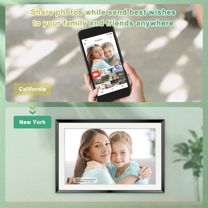 Eptusmey Digital Picture Frame：Built-in 32GB| Frameo WiFi Digital Photo Frame with 10.1" HD Touch Display, Send Pictures or Videos Remotely，Easy Setup，Great Gift| Classic Black