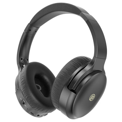 Active Noise Cancelling Headphones, 100H Playtime Wireless Headphones Over Ear with Mic, Headphones Wireless Bluetooth with Hi-Fi Audio Deep Bass,3.5MM Cable, Soft-Earpads,Fast Charging-Black
