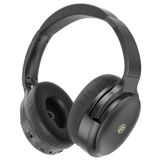 Active Noise Cancelling Headphones, 100H Playtime Wireless Headphones Over Ear with Mic, Headphones Wireless Bluetooth with Hi-Fi Audio Deep Bass,3.5MM Cable, Soft-Earpads,Fast Charging-Black