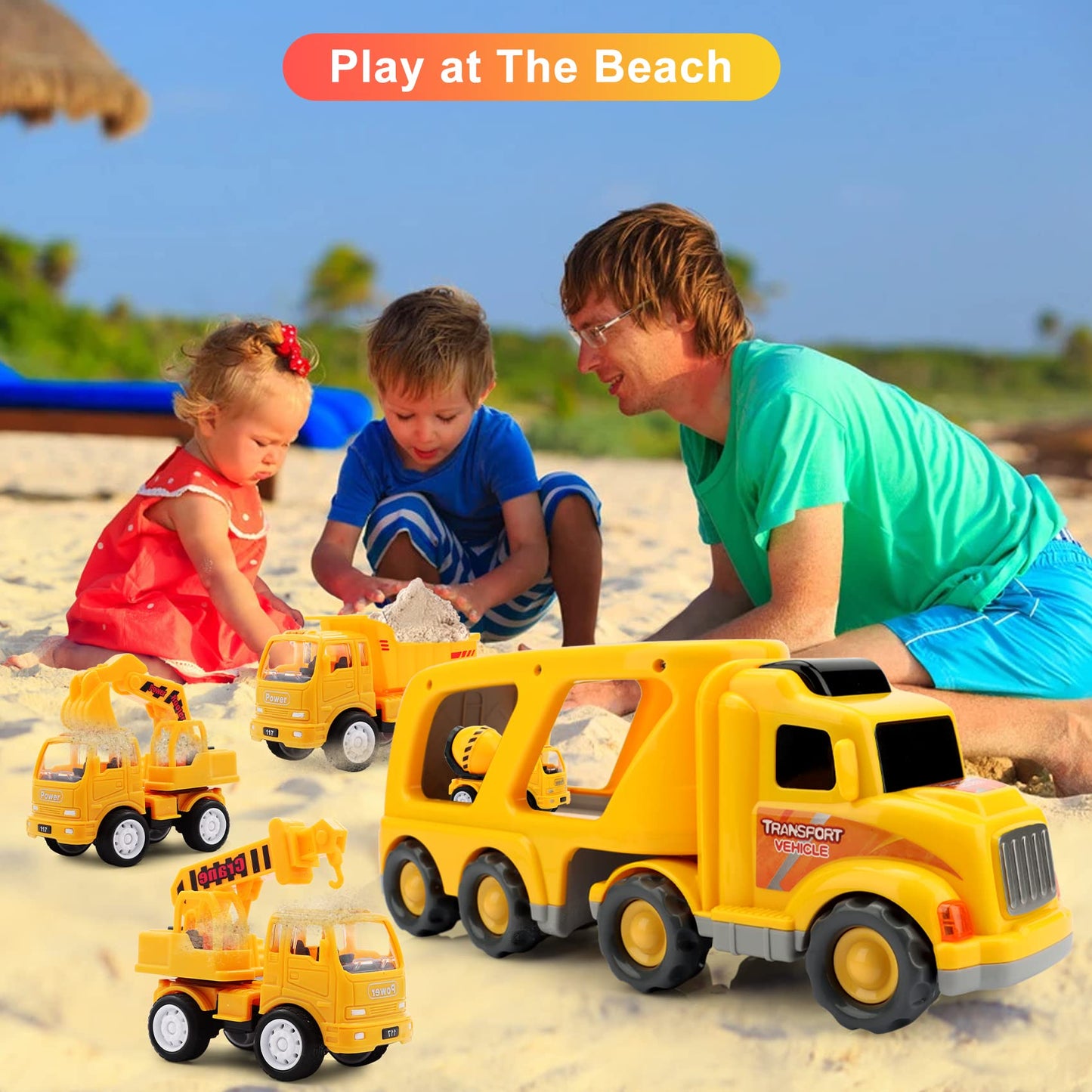 Nicmore Kids Toys Car for Boys: Toy Trucks for 2 3 4 5 6 Year Old Boys Girls | Toddler Toys 5 in 1 Carrier Vehicle Construction Toys for Kids Age 2-3 2-4 3-5 | Birthday Party Boy Gifts for Kids