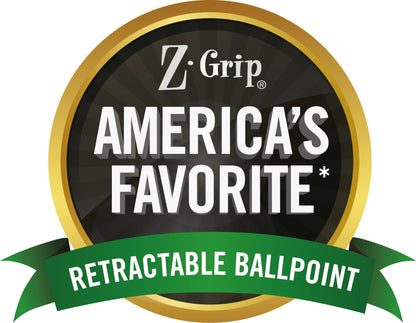 Zebra Pen Z-Grip Retractable Ballpoint Pen, Medium Point, 1.0mm, Black Ink, 18-pack
