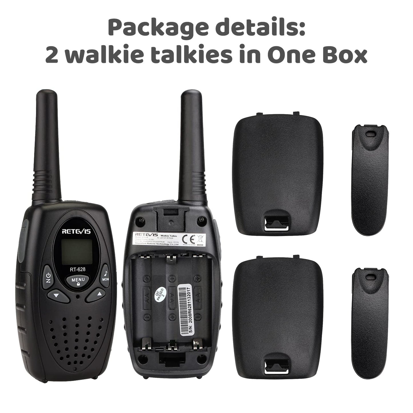 Retevis RT628 Walkie Talkies for Kids,Boys Kids Walkie Talkie,Kids Toys for 6-12 Year Old Boy Girl,Gifts for Xmas Birthday Camping Trip(Black1 Pair)