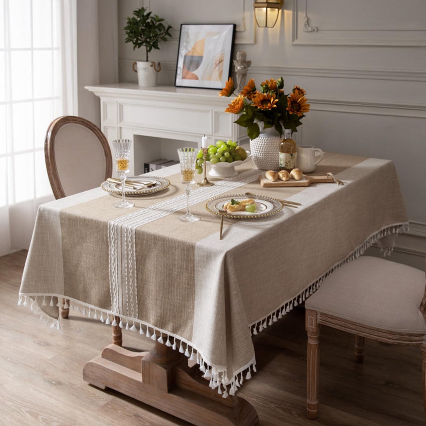 IVAPUPU Rectangle Table Cloth Linen Tablecloth Spillproof Wrinkle Free Kitchen Dinning Tabletop Decoration Table Cover Party Banquet 58''x120'' 10-12 Seats