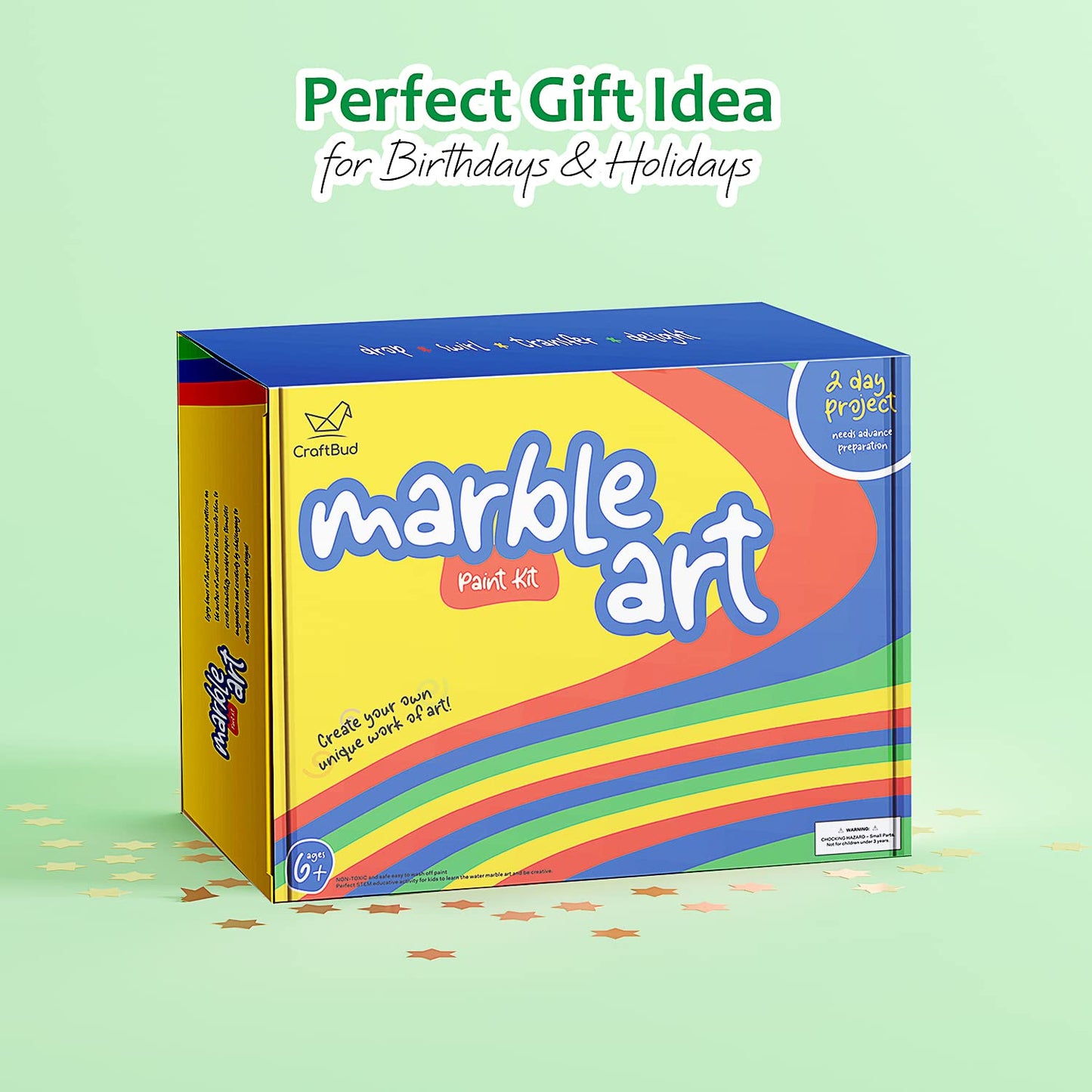 Marble Painting Kit - Kids Art, Water Marbling Paint Kit for Kids Ages 8-12 Girls & Boys, Fun Activity Water Marbling Paint Art Kit for Kids, 5 Paint Colors, Perfect Kids Gift for All Ages