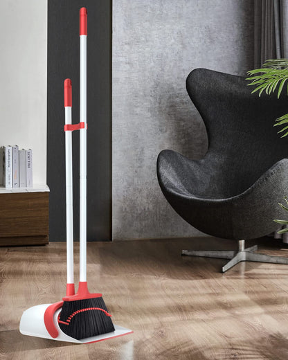 Broom and Dustpan Set, Broom and Dustpan Set Heavy Duty, Upgraded 52’’ Long Handle Broom and Dustpan Set for Home, Standing Broom with Dustpan Combo Set, Dust pan and Broom Combo for Home Office