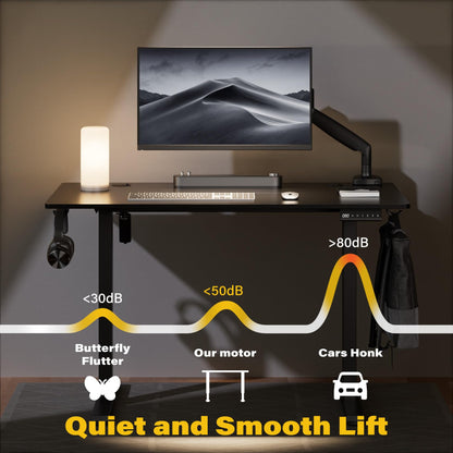 UPGRAVITY Height Adjustable Electric Standing Desk, 48 x 24 Inches Ergonomic Stand up Table, Sit Stand Home Office Desk with Splice Board, Black Frame/Black Top (Black, 48 inches)