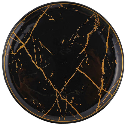 GURCUGLASS Glass Plate Set 7,8 Inch - Salad Plates | Dessert Appetizer Plates - Glass Lunch Plates - Small Plates Set, Set of 6, Suitable for Snacks, Appetizer, Home, Party, Restaurant (Black Marble)