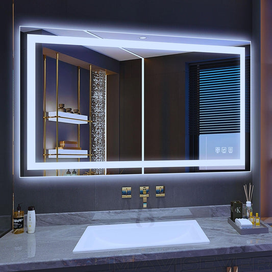 MAVISEVER LED Bathroom Mirror 40"x 24",Front Lit and Backlit Bathroom Mirror with Lights,Stepless Dimmable,Anti-Fog, Shatter-Proof, Memory, 3 Colors Lighted Vanity Mirror (Horizontal/Vertical)