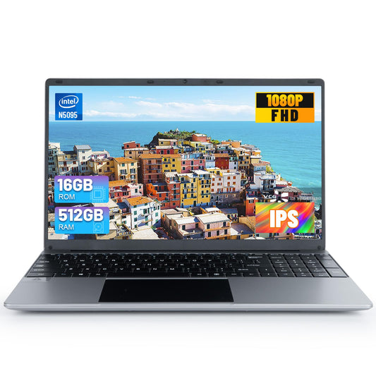 Maypug Laptop, 15.6 inch Laptop, 16GB RAM 512GB ROM, Intel Celeron Quad-Core Processors,1080P FHD, 38000mWh Battery, Laptop Computers Support WiFi, Bluetooth, Type-C, TF Card
