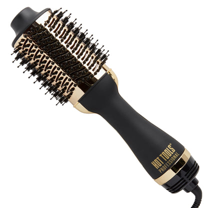 Hot Tools Pro Artist Black Gold Evolve Ionic Salon Hair Flat Iron | Long-Lasting & 24K Gold One-Step Hair Dryer and Volumizer | Style and Dry, Professional Blowout